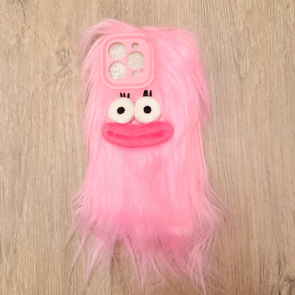 Pink Furry Monster Phone Case for iPhone 13 Pro Max, New